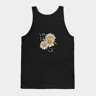 Daisies Minimalist Flora Positive Vintage Retro Tank Top